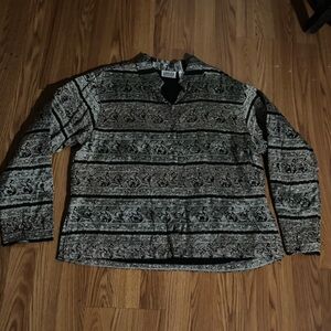 Chico’s Vintage Design Textured Egyptian Tribal Print Metallic Women's Jacket